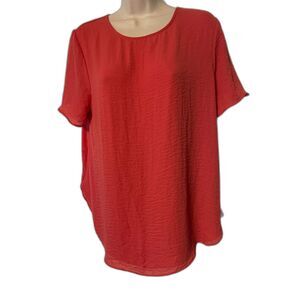 Apt. 9 Coral 2 Layer Short Sleeve Blouse L